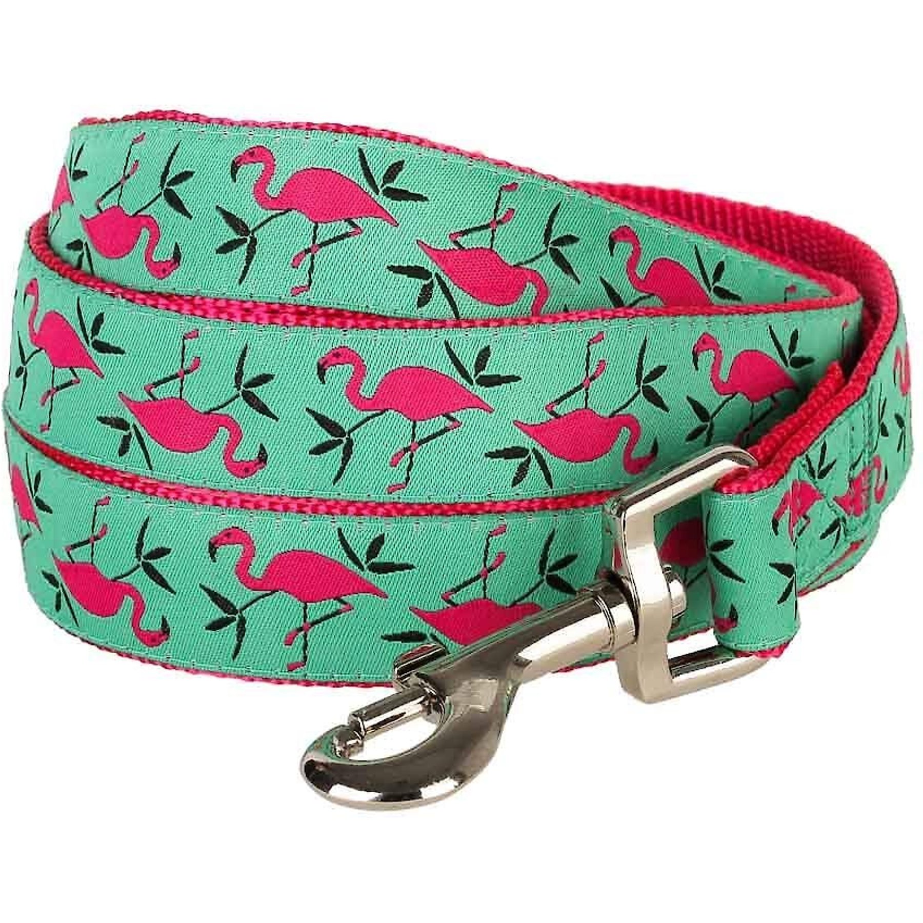 Blueberry Pet Spring Prints Nylon Dog Leash, Pink Flamingo on Light Emerald, Large: 4-ft long, 1-in wide