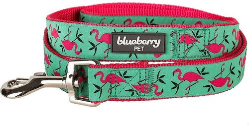 Show full view: Blueberry Pet Spring Prints Nylon Dog Leash, Pink Flamingo on Light Emerald, Small: 5-ft long, 5/8-in wide slide 3 of 6