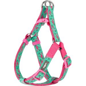 Pink Flamingo Dog Harness - Light Emerald, Adjustable Step-In Harness For Medium Dogs (Chest 20-26")