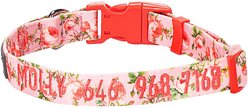 Blueberry Pet Spring Scent Rose Floral Personalized ID Dog Collar, Rose Baby Pink, Small: 12 to 16-in neck, 5/8-in wide