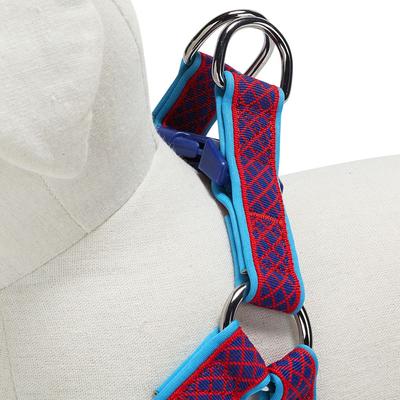 Show full view: Blueberry Pet Step In Urban Chic Diamond Pattern Padded Dog Harness, Red/ Dark Turquoise, X-Small/Small: 15.5 to 19.5-in chest slide 4 of 5