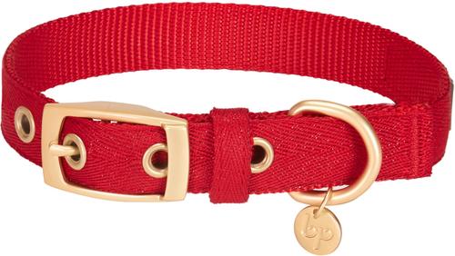 Show full view: Blueberry Pet The Most Coveted Designer Mixed Metallic Thread Personalized Dog Collar, Sparkling True Red, Small: 9 to 12.5-in neck, 5/8-in wide slide 4 of 8