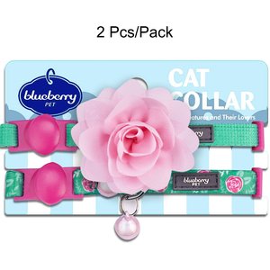 Blueberry Pet The Power of All in One Adjustable Breakaway Cat Collar with Bell, 2 count, 2 count, Relaxing Jungle Green