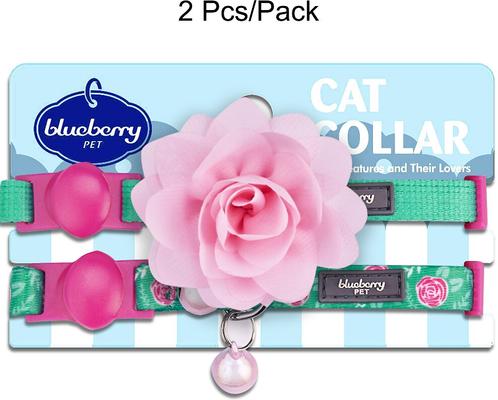 Show full view: Blueberry Pet The Power of All in One Adjustable Breakaway Cat Collar with Bell, 2 count, 2 count, Relaxing Jungle Green slide 3 of 8