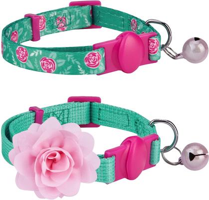 Show full view: Blueberry Pet The Power of All in One Adjustable Breakaway Cat Collar with Bell, 2 count, 2 count, Relaxing Jungle Green slide 5 of 8