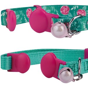 Blueberry Pet The Power of All in One Adjustable Breakaway Cat Collar with Bell, 2 count, 2 count, Relaxing Jungle Green