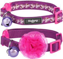 Blueberry Pet The Power of All in One Adjustable Breakaway Cat Collar with Bell, 2 count, Stunning Plum