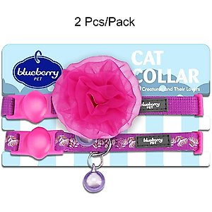 Blueberry Pet The Power of All in One Adjustable Breakaway Cat Collar with Bell, 2 count, Stunning Plum