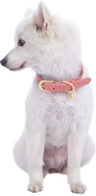 Show full view: Blueberry Pet Vintage Two Tone Leather Dog Collar, Pink & Grey, Small slide 7 of 9