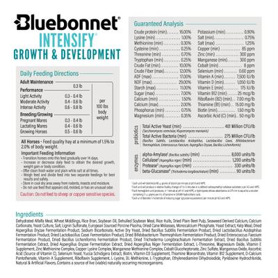 Show full view: Bluebonnet Feeds Intensify Growth & Development Low Sugar, Low Starch Horse Feed, 50-lb bag slide 4 of 7