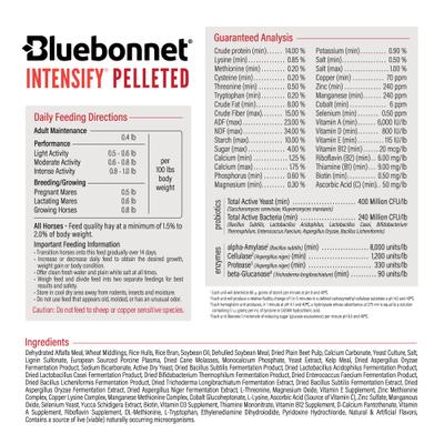 Show full view: Bluebonnet Feeds Intensify Pelleted High Fat, Low Starch Horse Feed, 50-lb bag slide 4 of 7