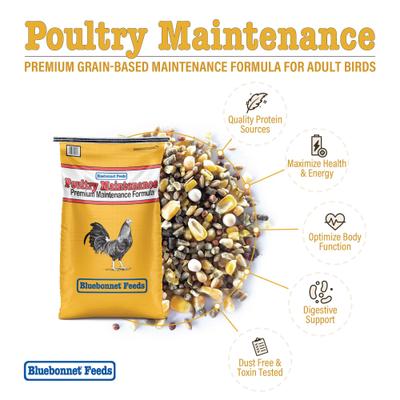 Show full view: Bluebonnet Feeds Poultry Maintenance 14% Protein Premium Formula Grain Bird Food, 50-lb bag slide 6 of 10