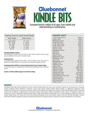 Show full view: Bluebonnet Feeds Rabbit Kindle Bits 18% Protein Rabbit Food, 50-lb bag slide 2 of 4