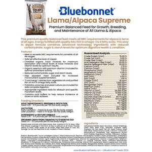 Bluebonnet Feeds Supreme Llama Alpaca Small Pellet Feed, 50-lb bag