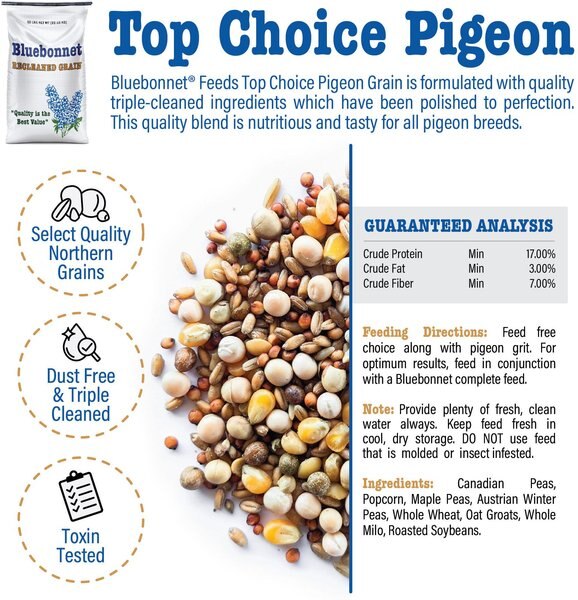 Bluebonnet Feeds Top Choice Pigeon Food, 50-lb bag