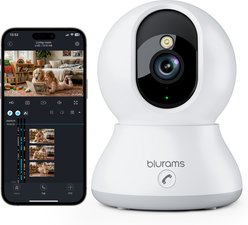 blurams 4MP Home Security, 360 Degree PTZ with Phone App, One-Touch Call, Dual-Band WiFi 6 Compatible with Alexa Pet Camera, White
