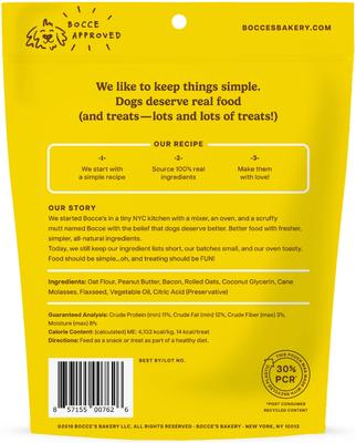 Show full view: Bocce's Bakery Bac'n Nutty PB & Bacon Recipe Soft & Chewy Dog Treats, 6-oz bag slide 3 of 10