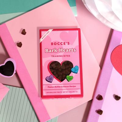 Show full view: Bocce's Bakery Bark Hearts Training Bites Limited Ingredient Soft & Chewy Dog Treats, 2-oz bag slide 7 of 11