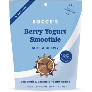 Bocce's Bakery Berry Yogurt Smoothie Wellness Limited-Ingredient-Diet Adult Soft & Chewy Dog Treats, 6-oz bag
