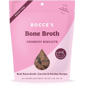 Bocce's Bakery Bone Broth, Carrots & Parsley Dog Treats, 5-oz bag
