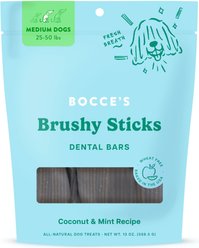 Bocce's Bakery Dailies Brushy Sticks Medium Coconut & Mint Recipe Dental Dog Treats, 13-oz bag