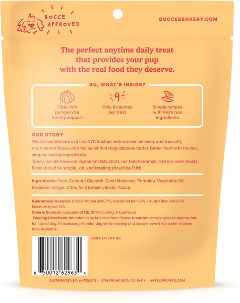 Bocce's Bakery Dailies Bye Bye Stinkies Pumpkin + Ginger Recipe Dog Treats, 6-oz pouch