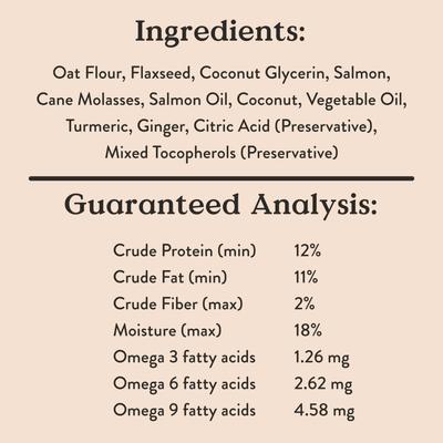 Show full view: Bocce's Bakery Dailies Good Hair Salmon Recipe Dog Treats, 6-oz pouch slide 8 of 10