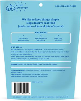 Show full view: Bocce's Bakery Fish & Chips Biscuits Crunchy Dog Treats, 5-oz bag slide 3 of 10