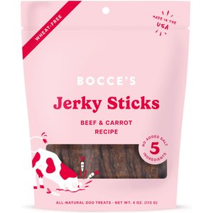 Bocce's Bakery Grazers Beef Jerky Dog Treats, 4-oz pouch