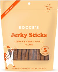 Bocce's Bakery Grazers Turkey Jerky Dog Treats, 4-oz pouch
