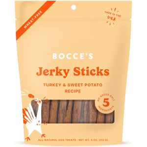 Bocce's Bakery Grazers Turkey Jerky Dog Treats, 4-oz pouch