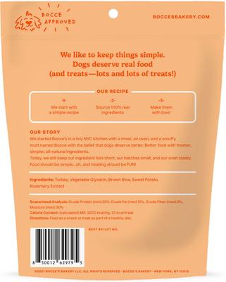 Show full view: Bocce's Bakery Grazers Turkey Jerky Dog Treats, 4-oz pouch slide 3 of 10