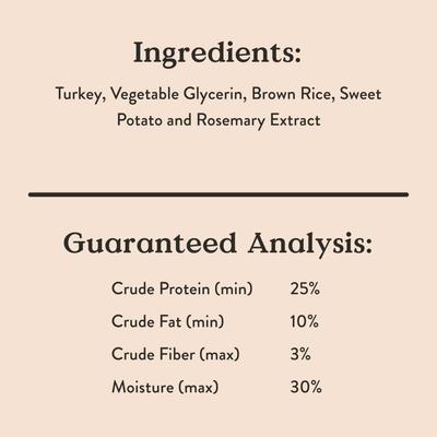 Show full view: Bocce's Bakery Grazers Turkey Jerky Dog Treats, 4-oz pouch slide 8 of 10