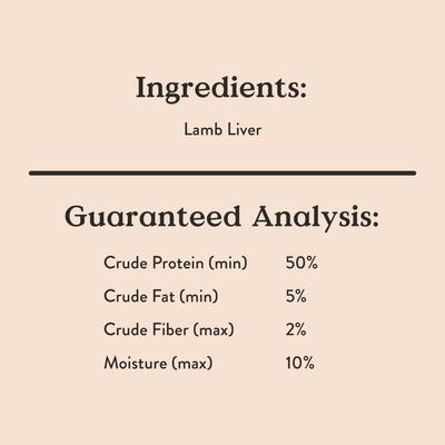 Show full view: Bocce's Bakery Lamb Liver Freeze-Dried Treats, 3-oz bag slide 8 of 10