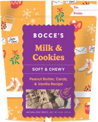 Bocce's Bakery Milk n Cookies Peanut Butter & Vanilla Limited Ingredient Soft & Chewy Dog Treats, 6-oz bag