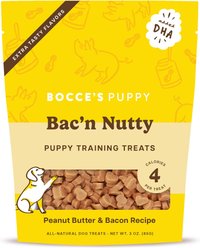 Bocce's Bakery Puppy Bac'n Nutty Training Bites Peanut Butter Limited-Ingredient-Diet Soft & Chewy Dog Treats, 3-oz bag