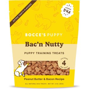 Bocce's Bakery Puppy Bac'n Nutty Training Bites Peanut Butter Limited-Ingredient-Diet Soft & Chewy Dog Treats, 3-oz bag