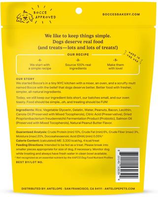 Show full view: Bocce's Bakery Puppy Bac'n Nutty Training Bites Peanut Butter Limited-Ingredient-Diet Soft & Chewy Dog Treats, 3-oz bag slide 3 of 7
