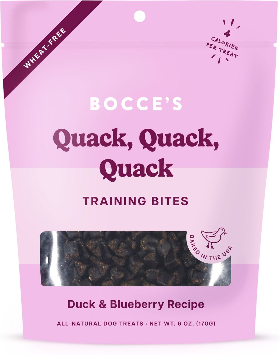 Bocce's Bakery Quack Quack Quack Duck & Blueberry Recipe Training Bites Dog Treats