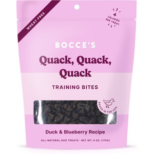 Bocce's Bakery Quack Quack Quack Duck & Blueberry Recipe Training Bites Dog Treats, 6-oz bag