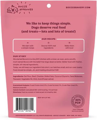 Show full view: Bocce's Bakery Say Moo Beef & Cheddar Recipe Soft & Chewy Dog Treats, 6-oz bag slide 3 of 10