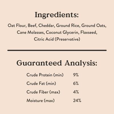 Show full view: Bocce's Bakery Say Moo Beef & Cheddar Training Bites Dog Treats, 6-oz bag slide 8 of 10