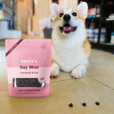 Show full view: Bocce's Bakery Say Moo Beef & Cheddar Training Bites Dog Treats, 6-oz bag slide 5 of 10