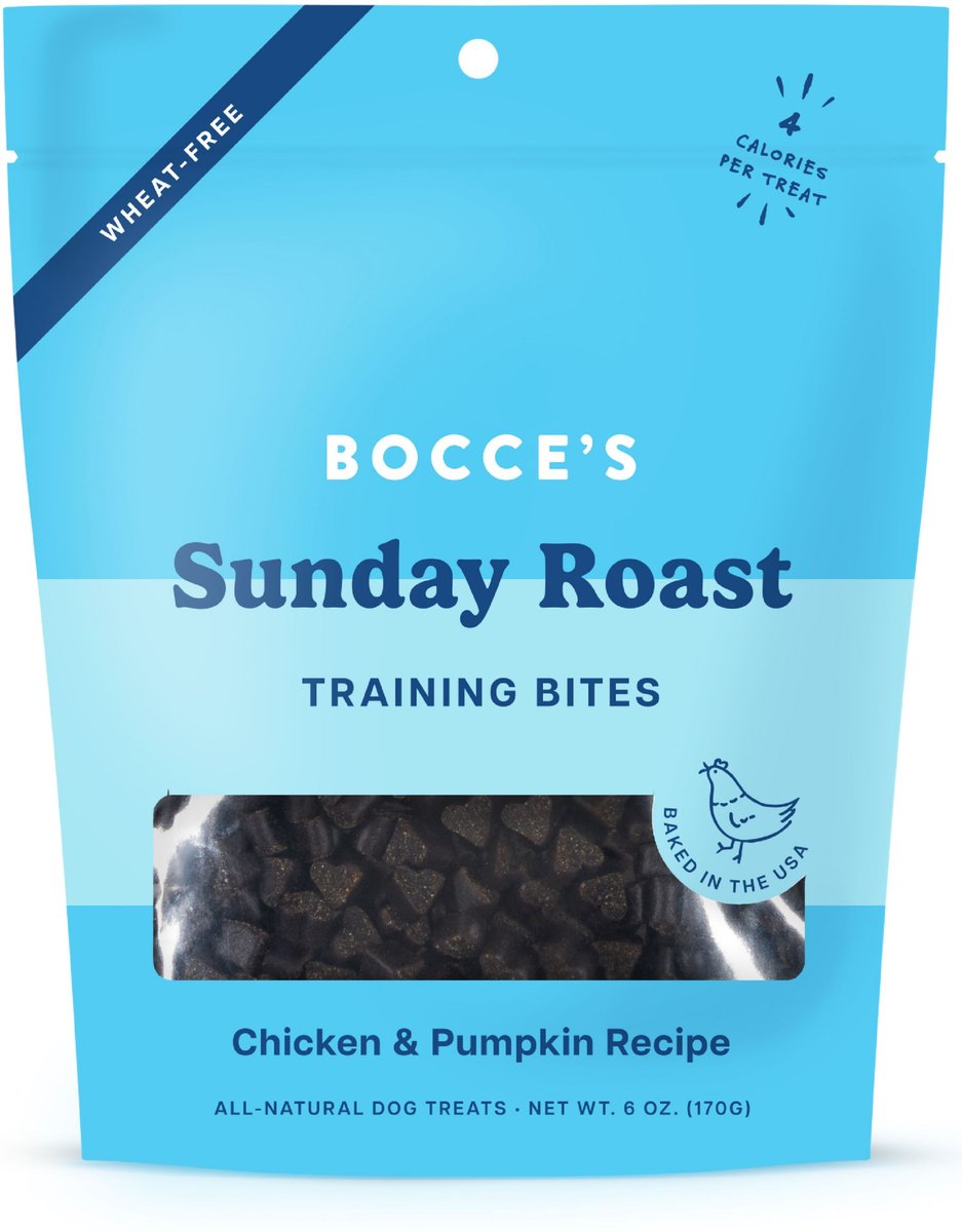 Bocce's Bakery Winter Roast Training Bites Limited Ingredient Chicken & Pumpkin Flavored Soft & Chewy Dog Treats, 2-oz bag