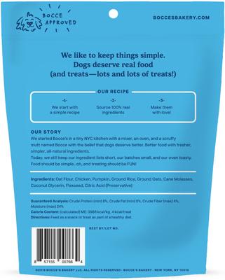 Show full view: Bocce's Bakery Sunday Roast Chicken & Pumpkin Recipe Training Bites Dog Treats, 6-oz bag slide 3 of 10