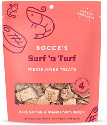 Bocce's Bakery Surf & Turf Beef & Salmon High-Protein Freeze-Dried Dog & Cat Treats, 3-oz bag