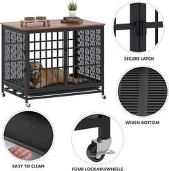 BOINN 3 Doors, 4 Wheels Removable Trays Chew-Resistant Furniture Dog Crate, Rustic Brown, 42 In slide 2 of 9