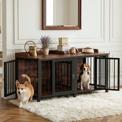 BOINN Removable Divider Chew-Resistant Furniture Style Dog Crate, Rustic Brown, Medium: 63-In slide 2 of 9