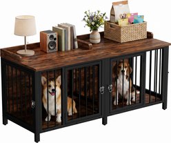 BOINN Removable Divider Chew-Resistant Furniture Style Dog Crate, Rustic Brown, Medium: 63-In