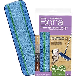 Bona Pet System Microfiber for Multi-Surface Floors Deep Clean Mop Pad, Blue